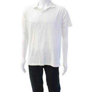 Patrick Assaraf Mens Short Sleeves Rugby Shirt White Cotton Size Large